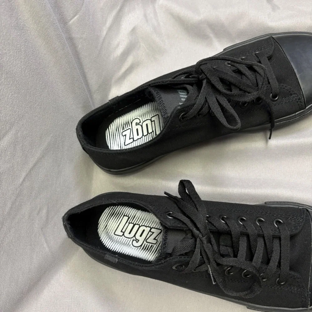 Lugz Mens Black Canvas Low Top Sneakers Lace Up Casual Shoes Size 8